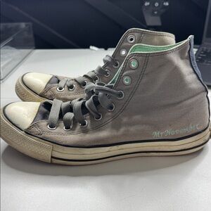 Converse Custom Chuck Taylor Grey Sneakers Teal color inside. Navy touches. 8.5